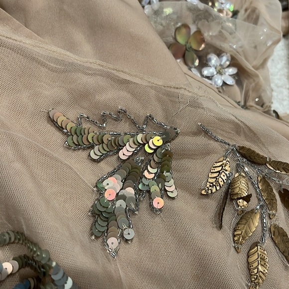 TOPSHOP Embellished Illusion Beige Tan Gown - Picture 14 of 14